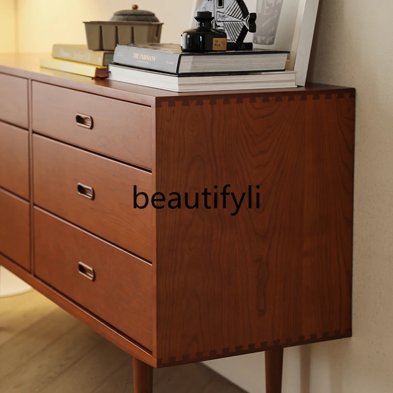 

Nordic medieval retro style Keling series solid wood cherry wood bedroom storage side cabinet six chest cabinet