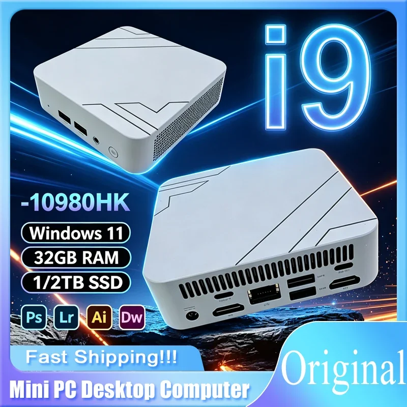 Windows 11 Intel I9 10980HK Mini PC 16GB+2TB SSD Ultra Small Desktop Computer WIFI 6 Bluetooth Mini Computer For Business Home