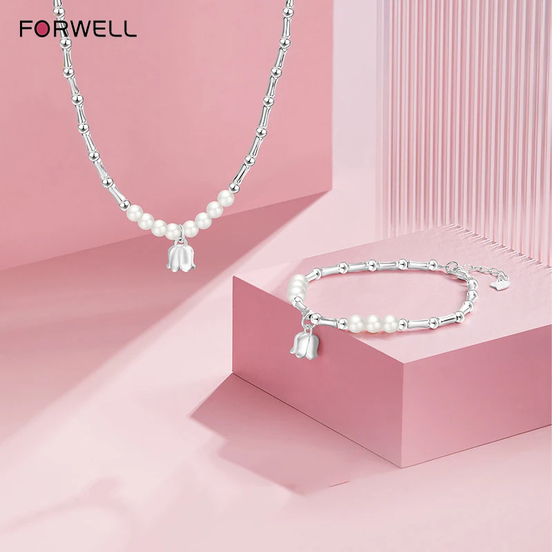 

FORWELL Natural Freshwater Pearl Jewelry Set for Young Girls Elegant Luxury Exquisite Simple Design High-Grade Holiday Gift