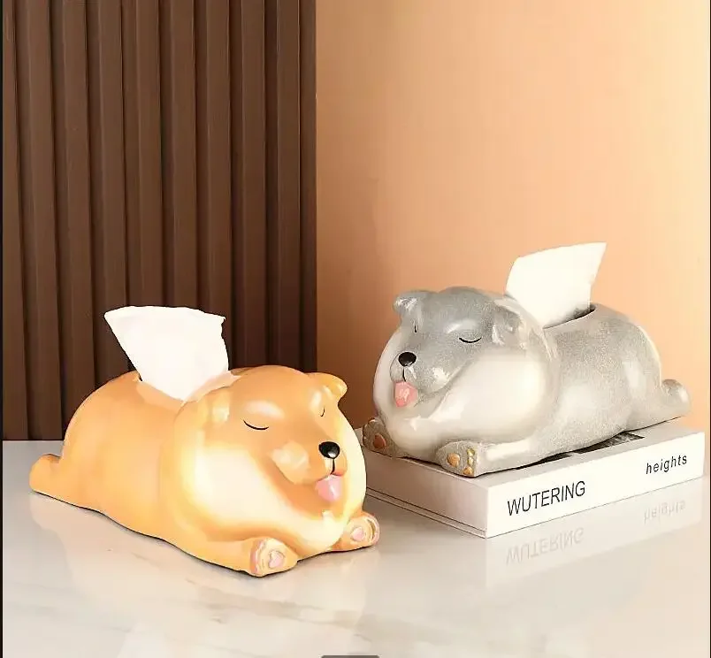 

Creative Dog Tissue Box Living Room Table Top Animal Decoration Ceramic Tissue Box Storage Box Home Decoration Art Tissue Holder