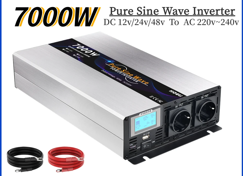 Pure Sinus Wave 12v 24v 48v To AC 220v 230v Inverter 3000W 5000W 6000W 7000W Portable Power Bank Converter Solar Car Transformer