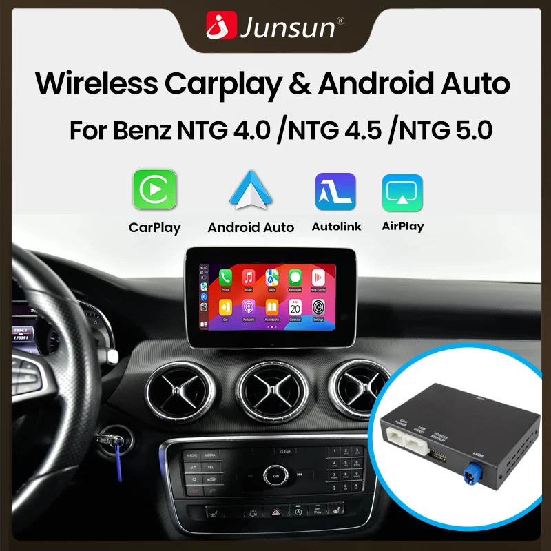 Junsun – décodeur automatique sans fil CarPlay Android, pour Mercedes Benz A GLC CLA GLA E GLE CLS classe W176 W205 NTG4.0/4.5/5.0 Mirrorlink