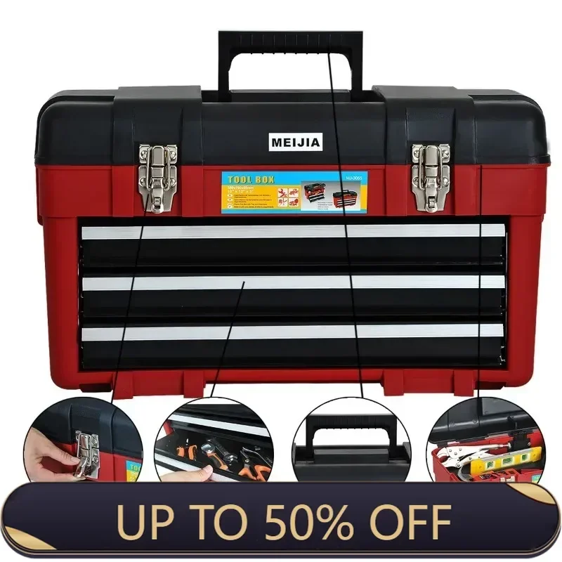 Large Size Professional Storage Box Hardware Tool Portable Electrician Household Multifunction Industrial Drawer Type Case