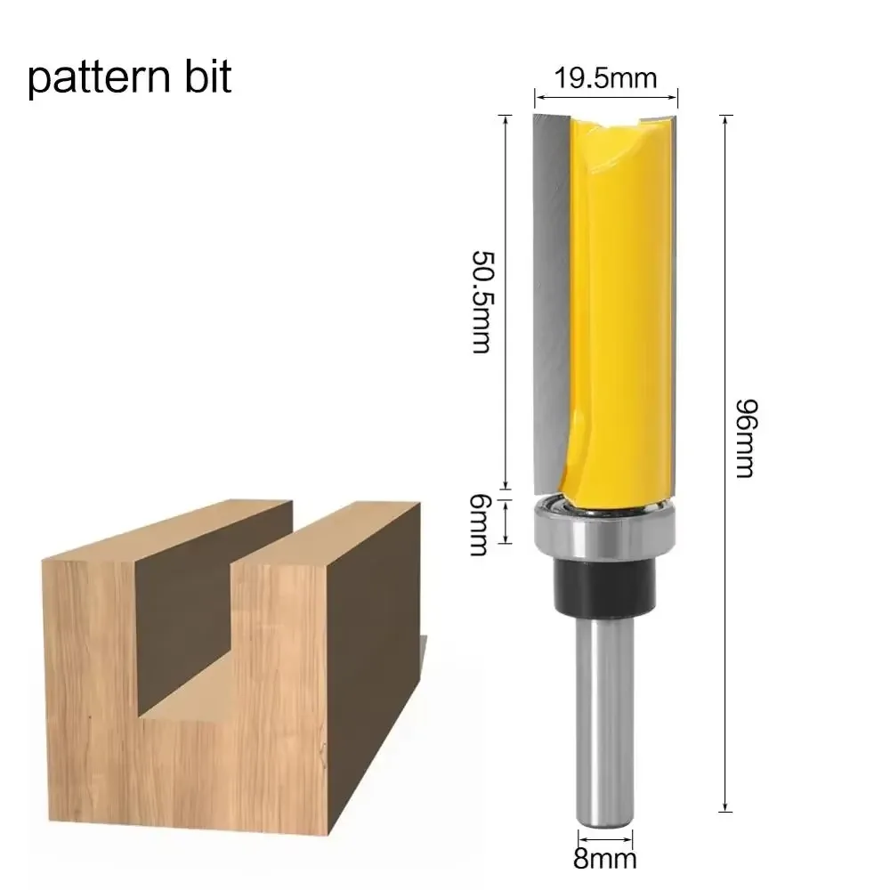 1PC 8MM Shank Milling Cutter Wood Carving Flush Trim Pattern Router Bit Top & Bottom Bearing Bits Milling Cutter For Woodworking