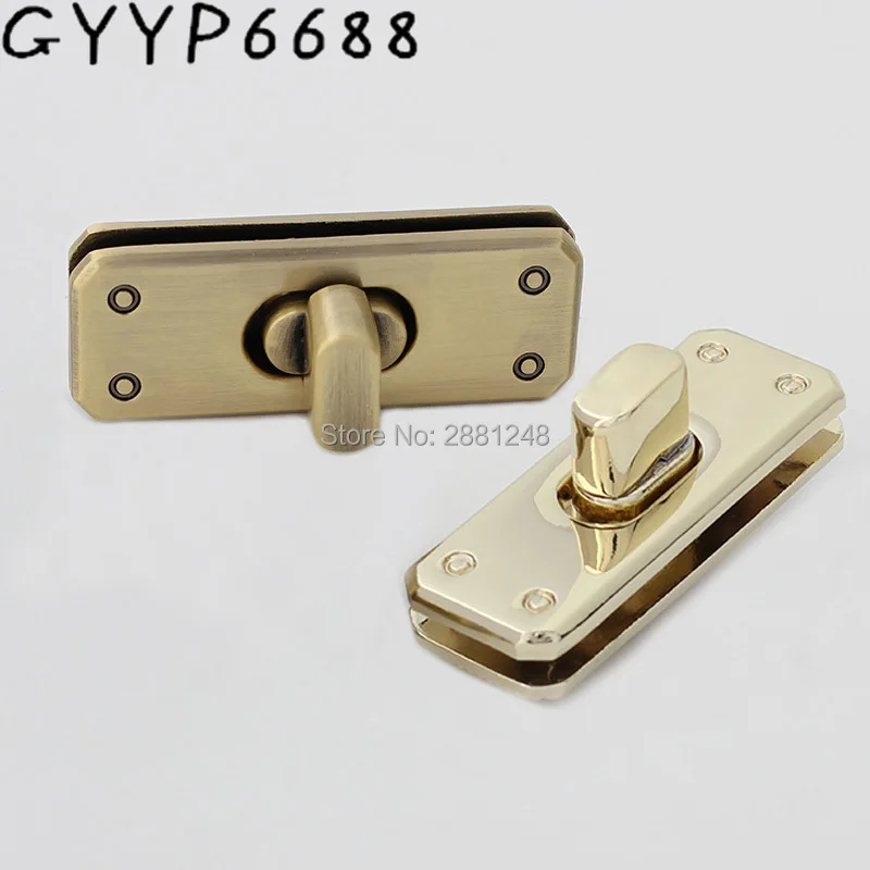 1-5-20sets 42x15mm rectangle metal clasp metal clasp turn lock for bag Leather Accessories handmade clasp padlock wholesale