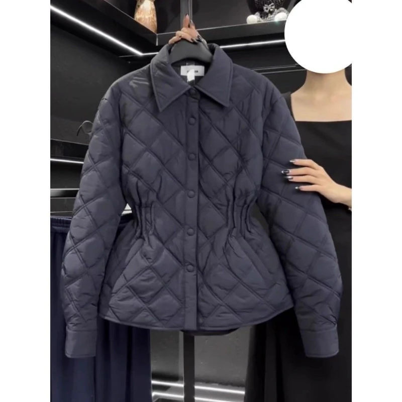 Giacca in cotone autunno inverno donna 2025 nuova moda allentata casual tenere al caldo cappotto in cotone la vita tuta sportiva nera femminile