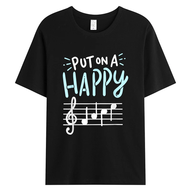 

Put On A Happy Face Music Funny Band Teacher Men's Cotton Fabric Tshirts 3XL T-shirt Printing Tops & Tees Hot Print Tshirt