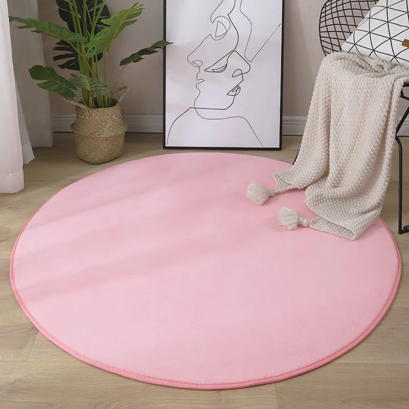 2022 Hot Sell Round Coral Velvet Carpet Color Water Absorption Sofa Carpet Memory Foam Bedroom Living Room Children rug Yoga Mat