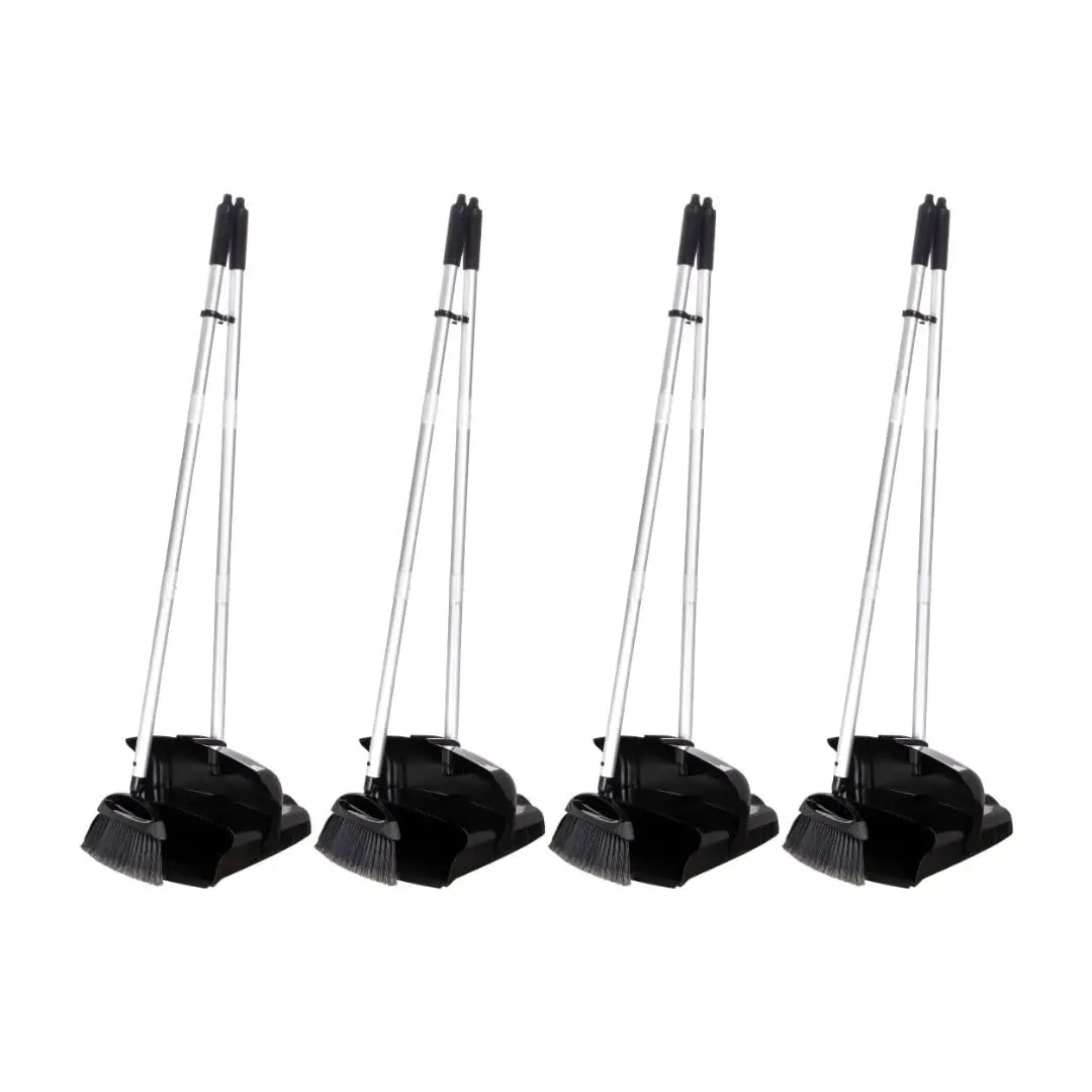 

Duo-Pan Upright Dust Pan and Broom Broom Set with Adjustable Broom Head for Floor Cleaning, Restaurants, Office, And Janitorial