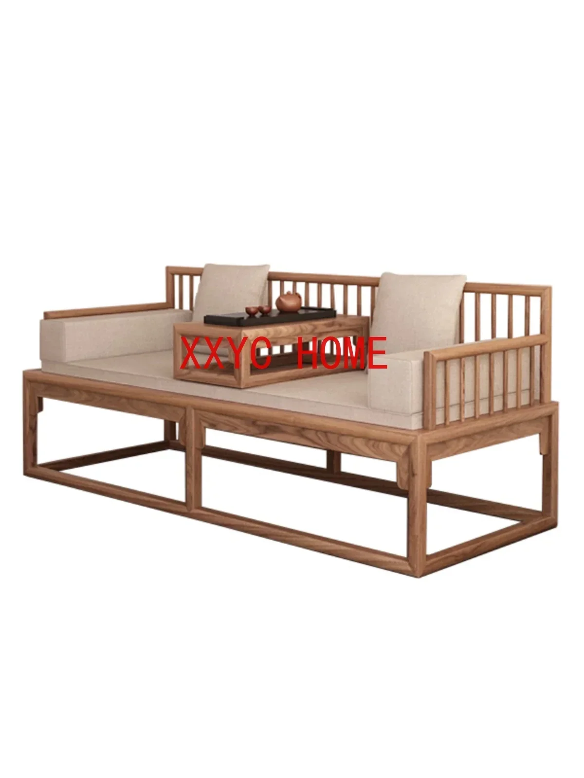 

New Chinese Style Pewter Solid Wood Arhat Bed Antique Old Elm Wood Log