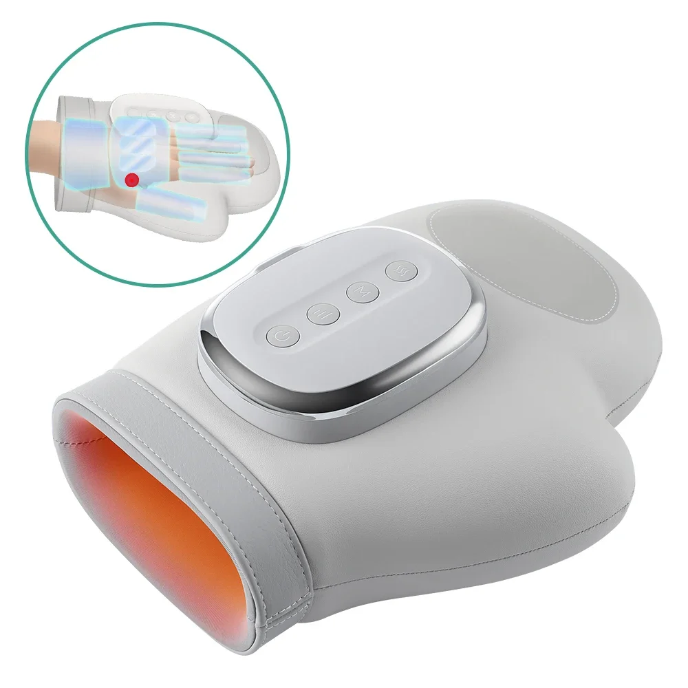 

Customized Cordless 3D Air Pressure Vibrator Heat Finger Massage Device Air Bag Hot Compress Electric Hand Massager