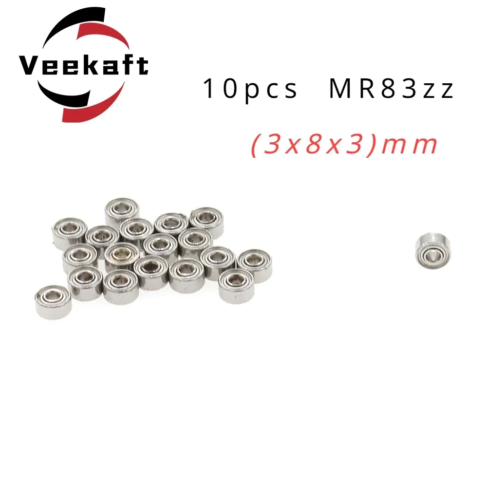 

Veekaft High Precision Miniature Bearings MR83zz Size 3mmx8mmx3mm 10pcs Suitable for Electric motors, machine parts