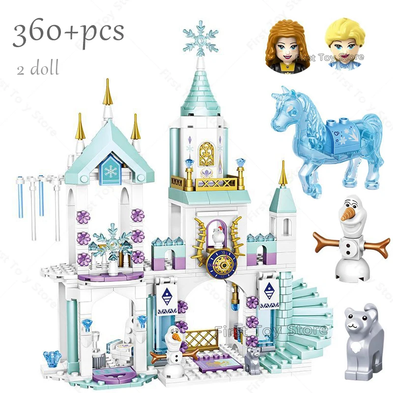 Disney Frozen Anna Elsa Princess Castle Building Blocks Kit Bricks Classic Movie Model Kids Girl Toys For Children Gift