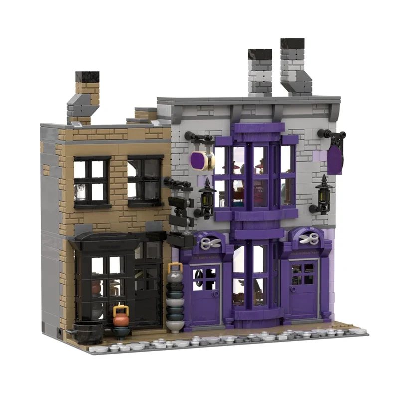 MOC City Street View Madame Malkins modèle blocs de construction potage chaudron Architecture allée maison briques Puzzle jouet enfant cadeaux