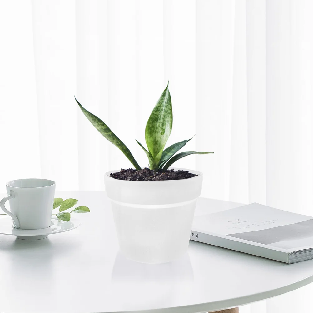 

2Sets Plastic Planter Pot Modern Design Multi Purpose Plant Container for Home Office Garden Plants with Tray