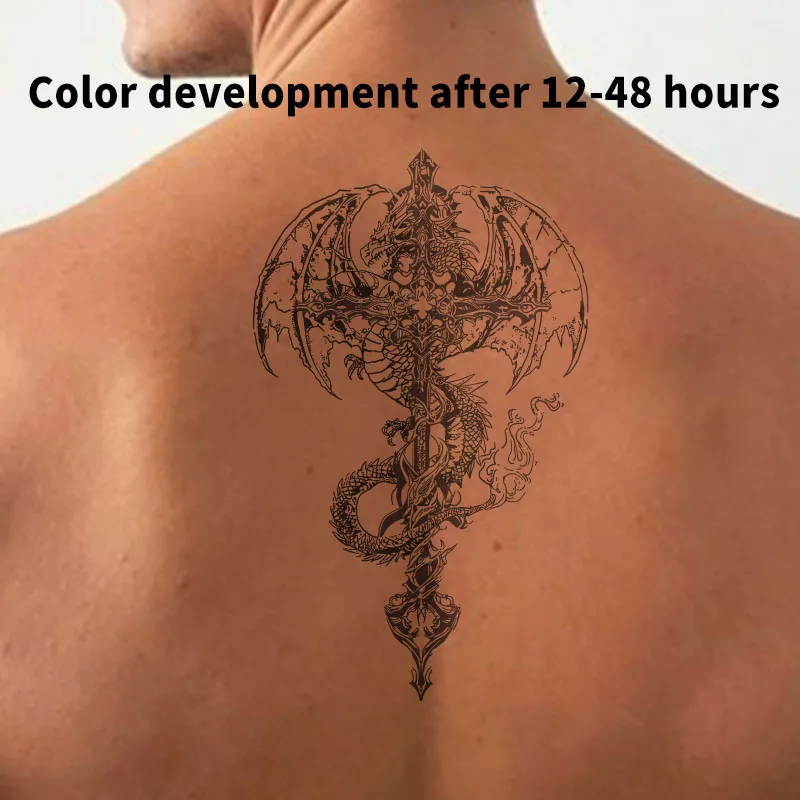 Temporary Tattoos Dragon Cross Herbal Juice Tattoo Stickers Fake Tatto Stickers on Face Hotwife Festivals Accessories 2025 Gift