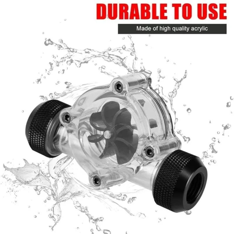 K0EA 8 Impeller Acrylic Computer Water Cooling Meter G1/4 Female Thread All-in-one Liquid Coolin Tool