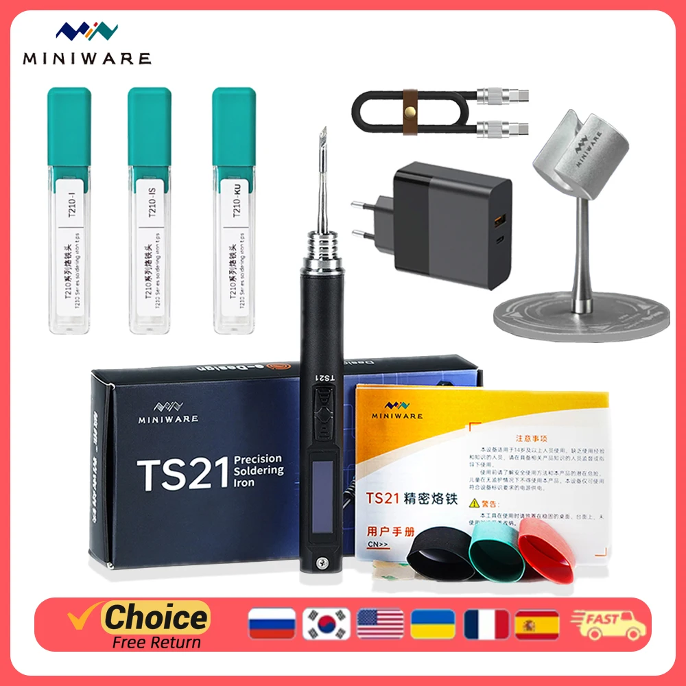 MINIWARE TS21 Soldering Iron Kit Portable Repair Tool Suppor