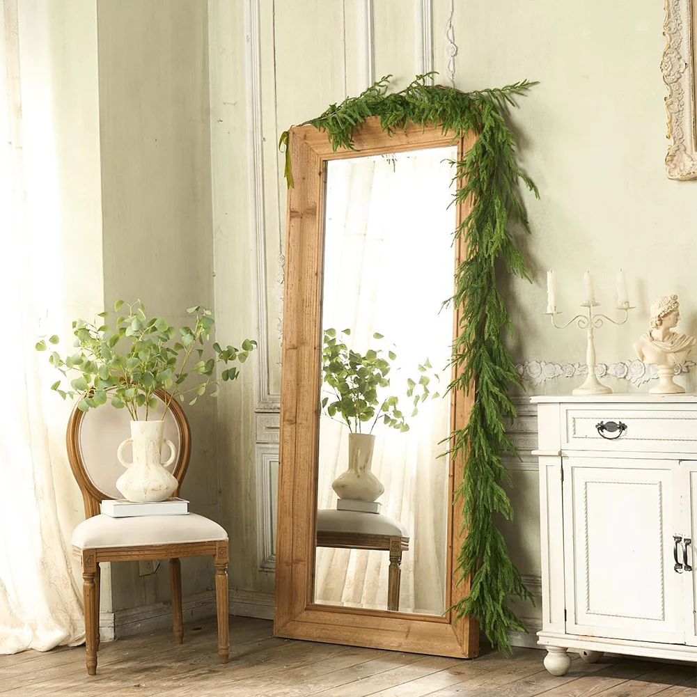 6/9ft الاصطناعي نورفولك أكاليل الصنوبر ريال اللمس عيد الميلاد الشتاء الصنوبر الأخضر جارلاند لزينة عيد الميلاد عباءة داخلية