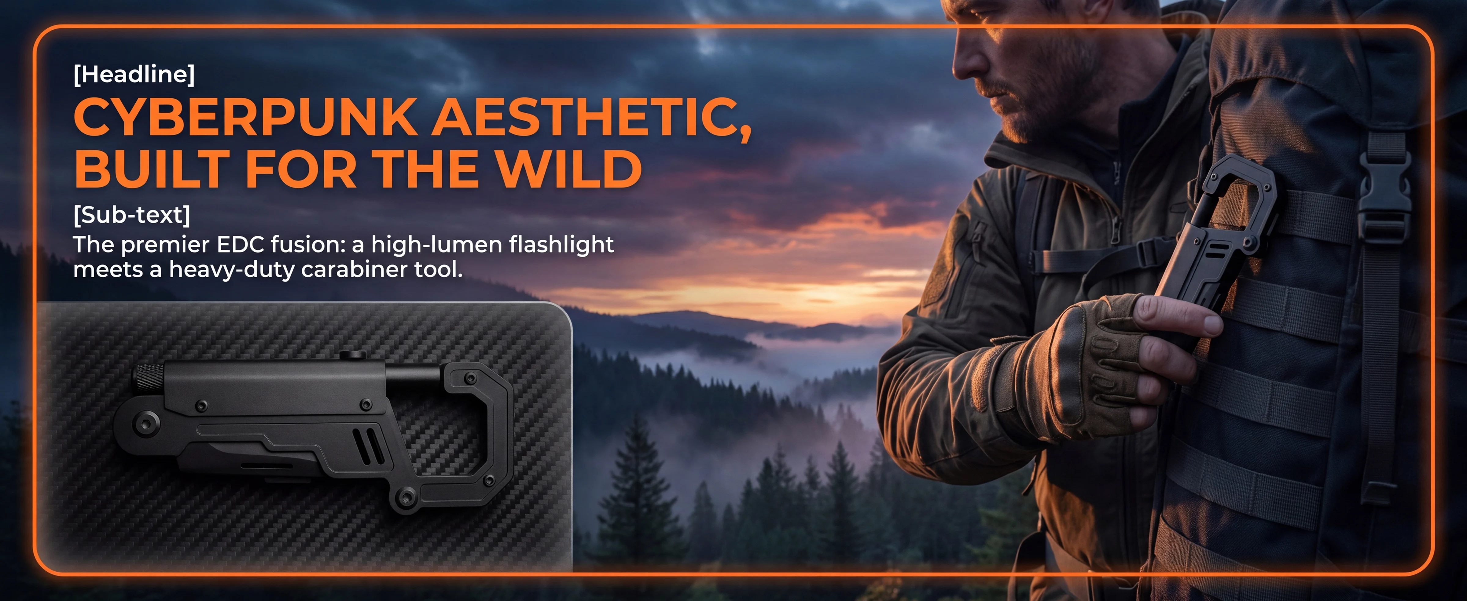 Multifunktionales Outdoor-Klappmesser, Taktischer Taschenkarabiner, Outdoor-Überlebens-Campingmesser, EDC-Multitool-Kletterkarabiner – Detail 2