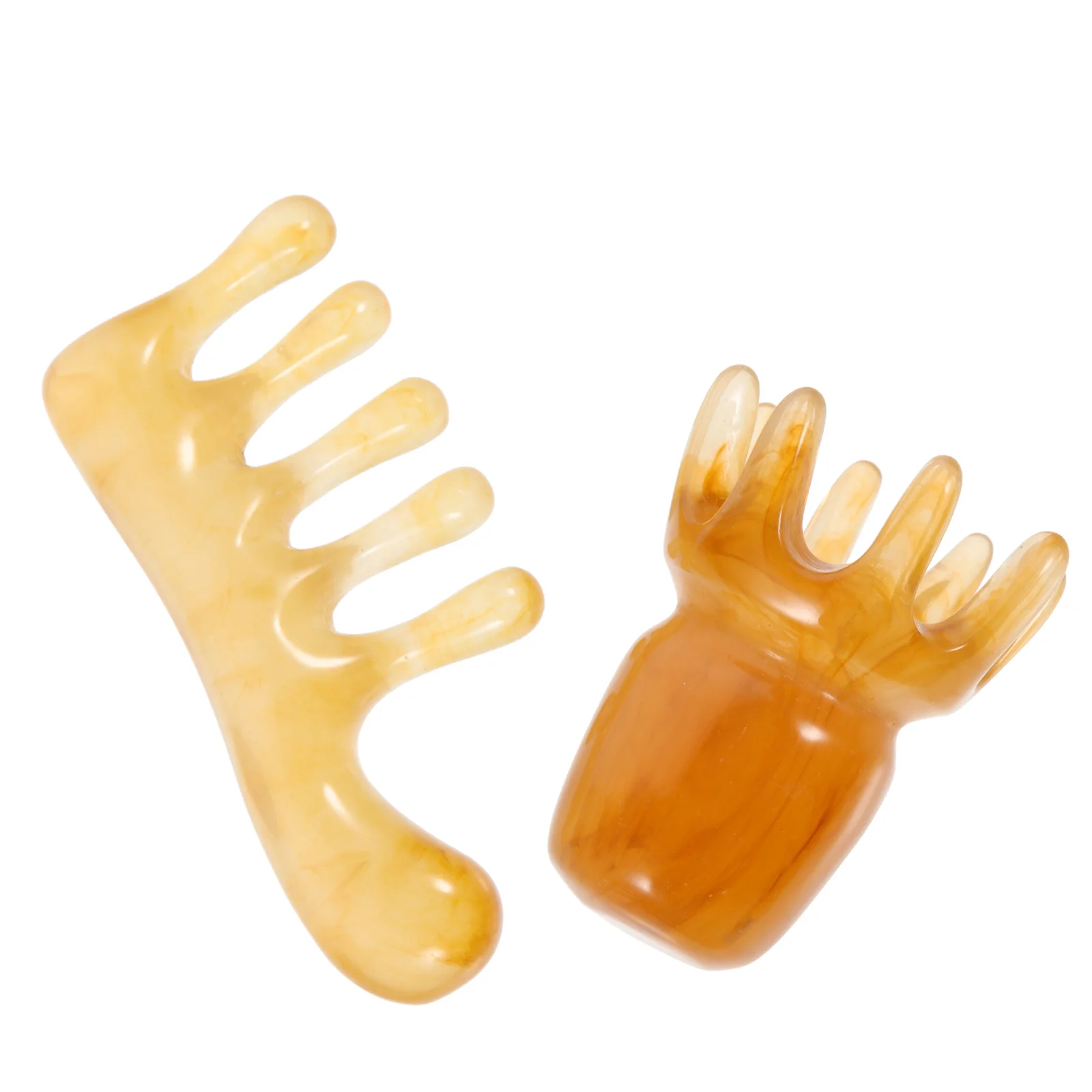 2Pcs Massage Comb for Head and Scalp Resin Beeswax Crafted Rounded Edge Comfort Grip Ideal for Body Acupoint Scraping Therapy