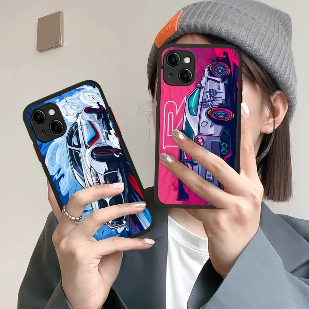 

JDM Tokyo Drift Sports Car Male Men for iPhone 14 11 12 13 Mini Pro Max 8 7 Plus X XR XS MAX Translucent Matte Cover