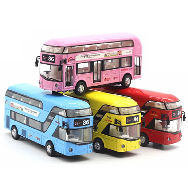 Diecast London Bus Double Decker Bus Light & Music Open Door Design Metal Alloy Bus Design For Londoners Toys For Children