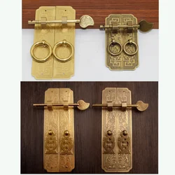 1 set Pure Copper Antique Door Handles Kit Retro Chinese Style Gate Pulls Furniture