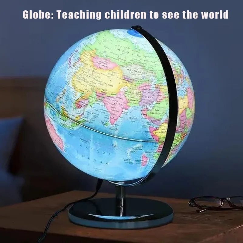 

20/25cm English Version World Globe Clear World Map Globe With Led Light Geography Educational Teaching Supplies Room Decoration