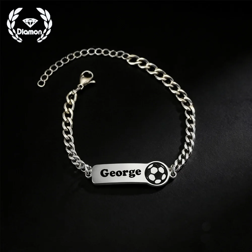 

Diamon Customized Heart Bracelet for Little Girl Boy Engrave Name Bracelet Personalized Stainless Steel Chain Birthday Gift