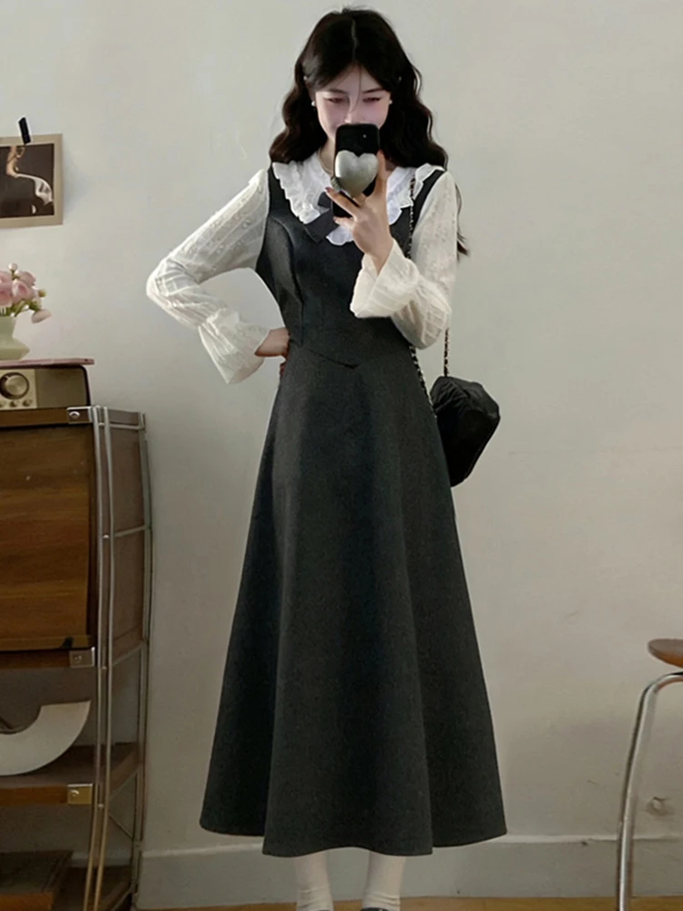 

Fashionable Hepburn Style Long Sleeve Dress Women's Spring 2026 New plus Size Waist Cinching Slimming Skirt Elegant Sweet Spl...
