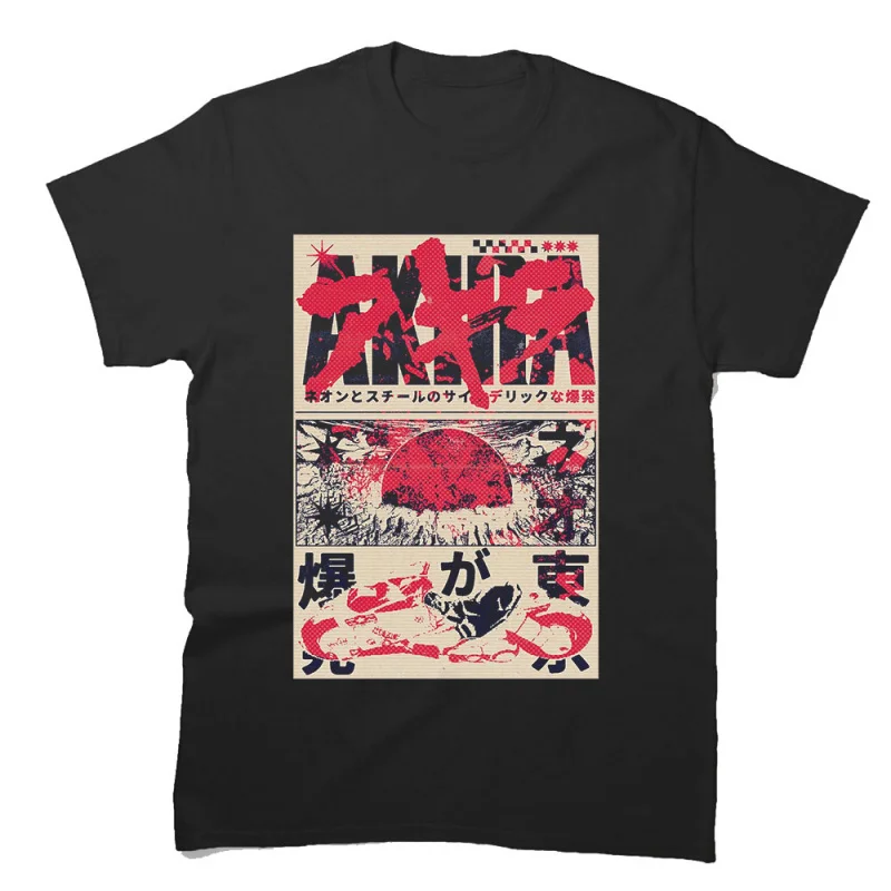 

0225 Vintage Akira Anime T Shirt Cyberpunk Manga City explosion Graphic clothes cyber mecha Neo-Tokyo Streetwear All size tops