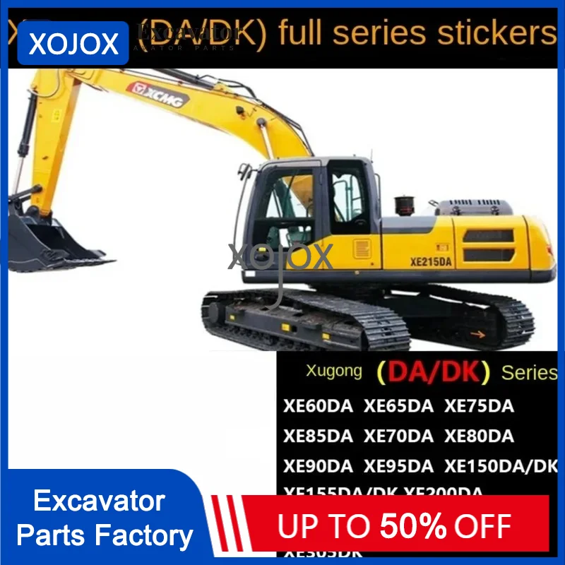 

XOJOX For Excavator XCMG New Black Red XE75 85 95 135 200 215 225DA/K Full Car Label Sticker