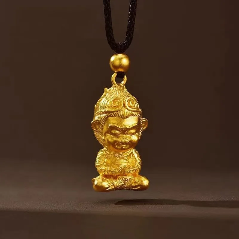 

Традиционное ремесло, большой мудренье, подвеска «Равный на небесах», позолоченное Wukong, регулируемое ожерелье унисекс, подарок на день защиты детей, День Святого Валентина