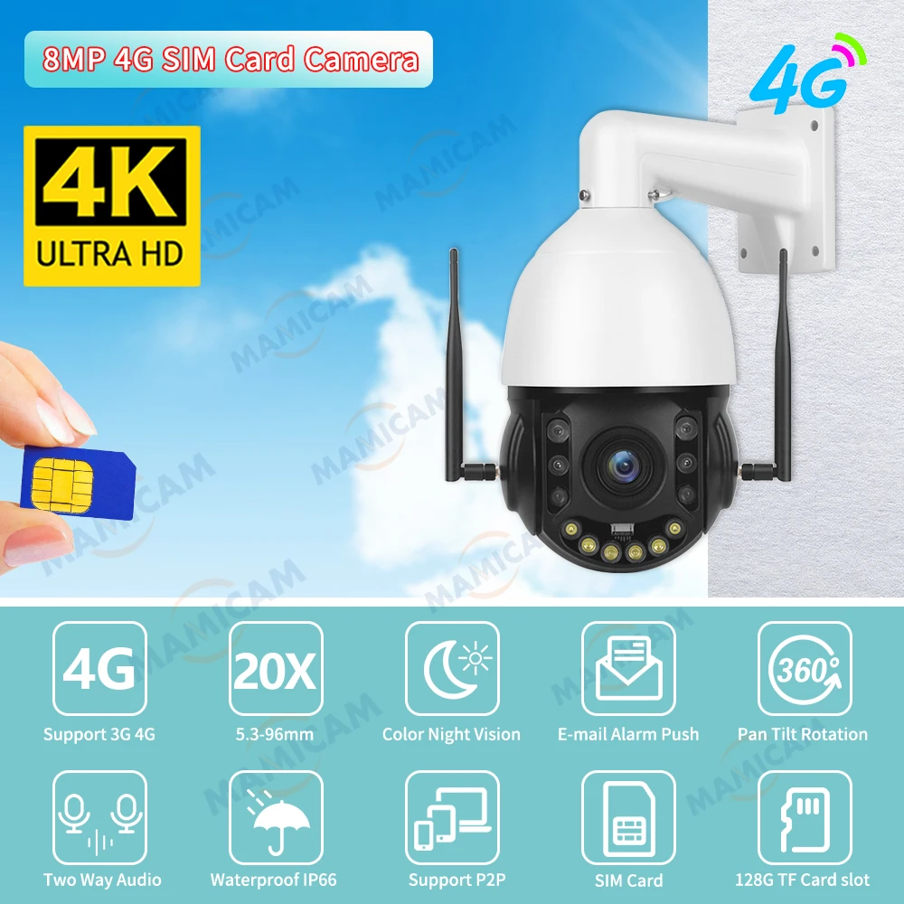 Imagem -02 - Câmera de Vigilância Wifi Ptz ao ar Livre Câmeras de Segurança Cctv 30x Zoom Velocidade Dome Auto Tracking 4g Cartão Sim ir 150m 8mp 4k