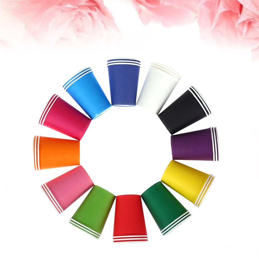 

100pcs Colorful Pure Color Disposable Children Disposable DIY Paper Cups Kraft (Random Color) disposable cups