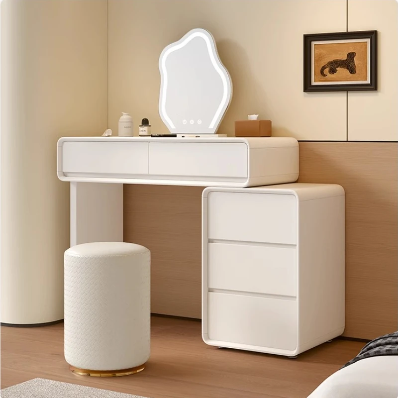 

Dressers For Bedroom 2025 New Minimalist Cream Style Storage Cabinet Integrated Dressing Table Vanity Table With Mirror