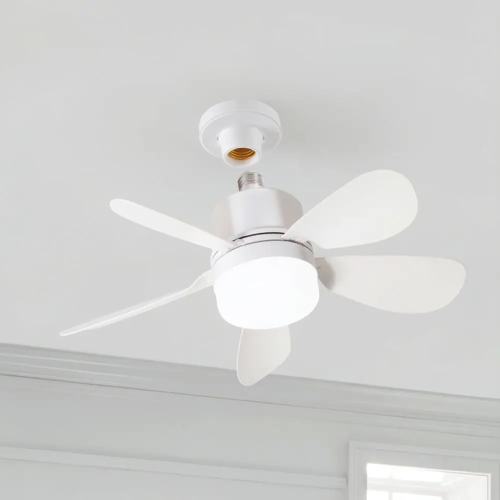 Modern Minimalist Ceiling Fan Lamp E27 Socket Silent Air Cooling Fan For Kitchen Bedroom Ventilation Light Fixture