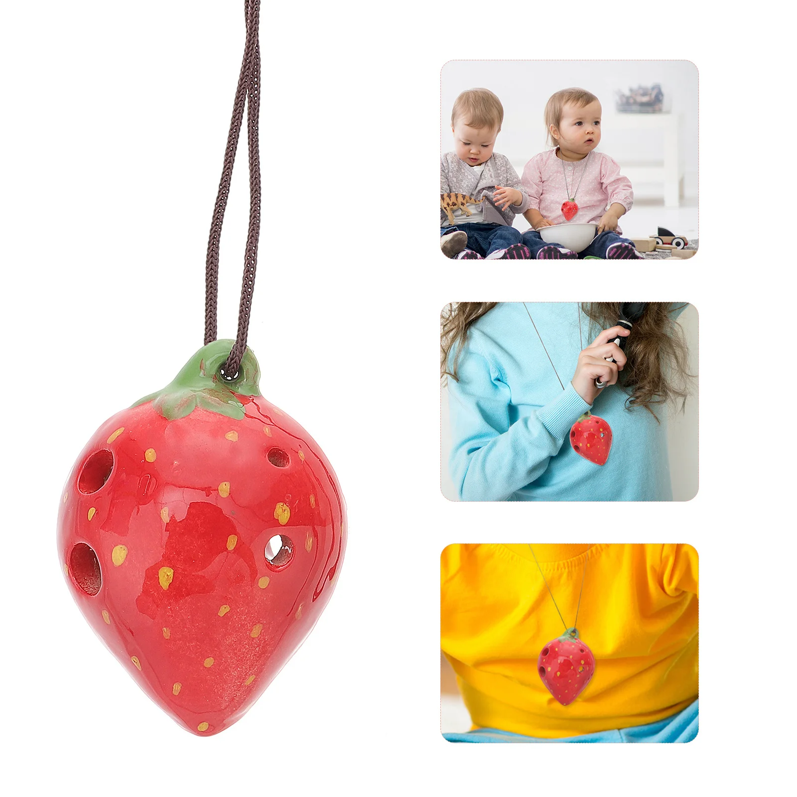 

1Set 6-Hole Ocarina Children Practice Wind Instrument Easy to Play Strawberry Modeling 6-Hole Ocarina Beginner Wind Instrument