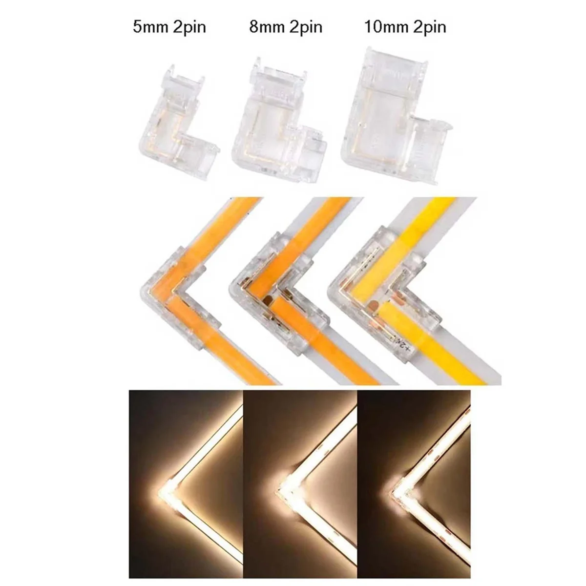 LED Light Strip Connector Right Angle Connector Cob RGB Light Strip 90 Degree L Shape 5mm