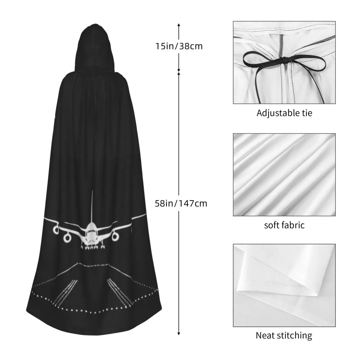 비행기 조종사 긴 후드 망토 마녀 중세 의상 코스프레 케이프 할로윈 뱀파이어 성인 유니섹스