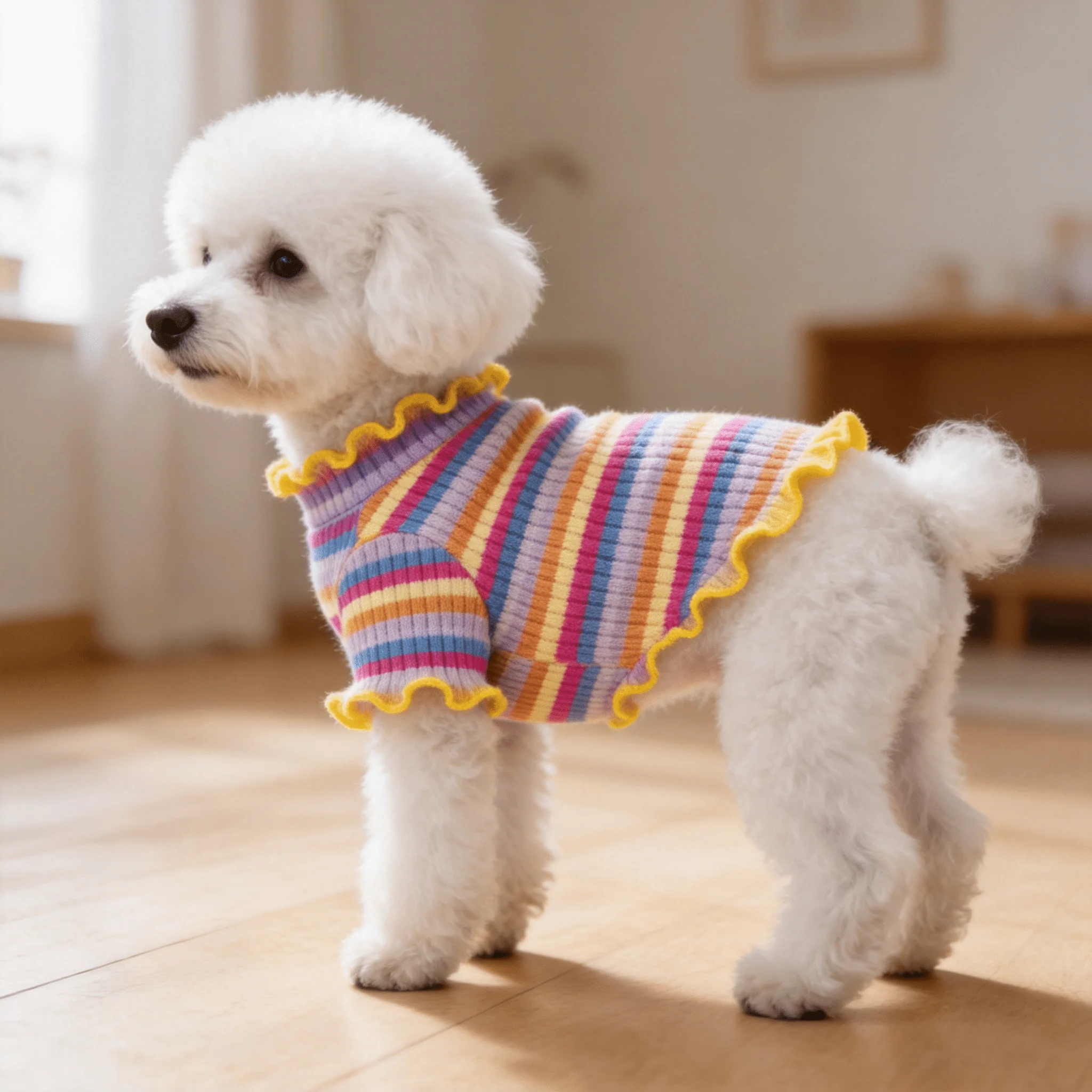 1 Stück Breites Elastisches Gestreiftes Hundekleidungsstück Welpen-T-Shirt Niedliches Para Caes Shirt Hundekostüm Welpenkleidung – Detail 3