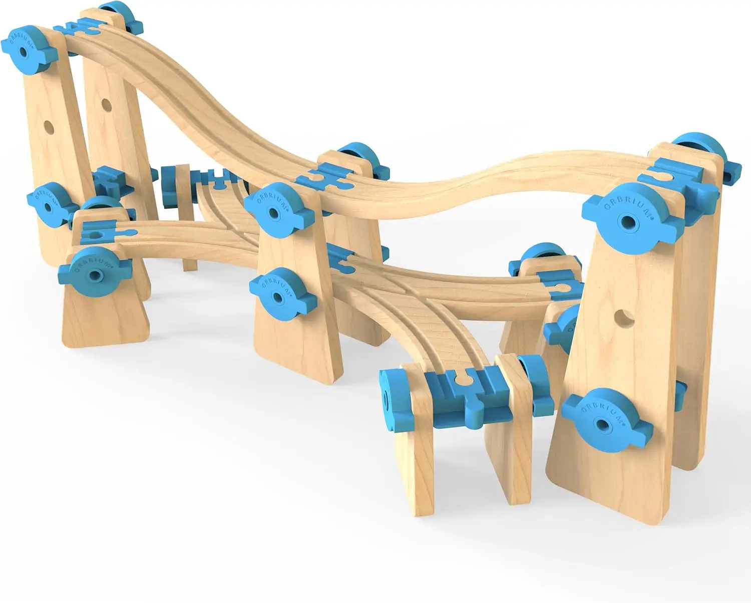 Set Konstruksi Bangun & Main - Sistem Kereta Api Kayu Modular STEM, Kompatibel dengan Semua Merek Utama (Paket # 3 (115 Pcs) - Bangun