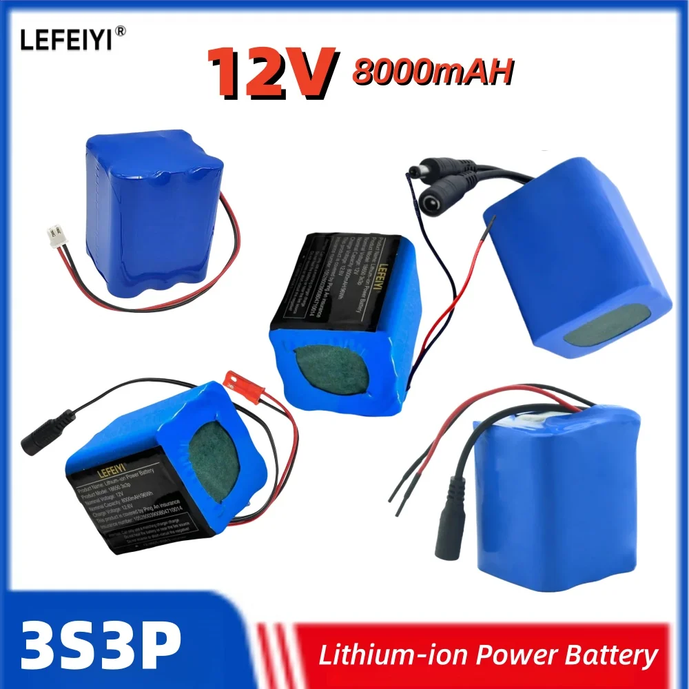 

3S3P 11.1V 8Ah Battery Pack Lithium ion 18650 12V 8000mAh DC12.6V Large Capacity Rechargeable Battery with BMS+Charger