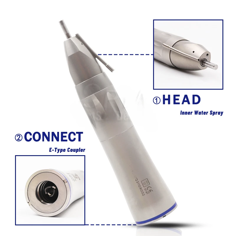 Dentals Low Speed 1:1 Straight Handpiece Ratio with Tubing Supply Surgical Type Dentistsry Tool Inner or External Water Spray