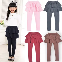 Kids Leggings for Toddler Baby Girls Pants Spring Autumn Fake Two Skirt-Pants Children Trousers Cotton Legging 2-10 Y