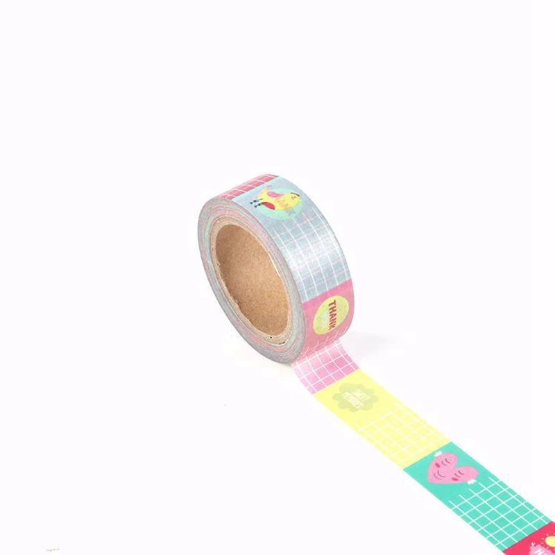 

1PC. 10M Decorative Cute Colorful Grid Washi Tape DIY Journaling Scrapbooking Stickers Adhesive Masking Tape Kawaii Papeleria