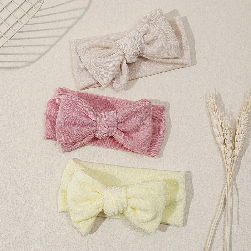 Samt Schleife Baby Mädchen Stirnband Neugeborene weiche breite Turban für Kinder Haarschmuck Kleinkinder große Schleife Headwrap Kopfbedeckung