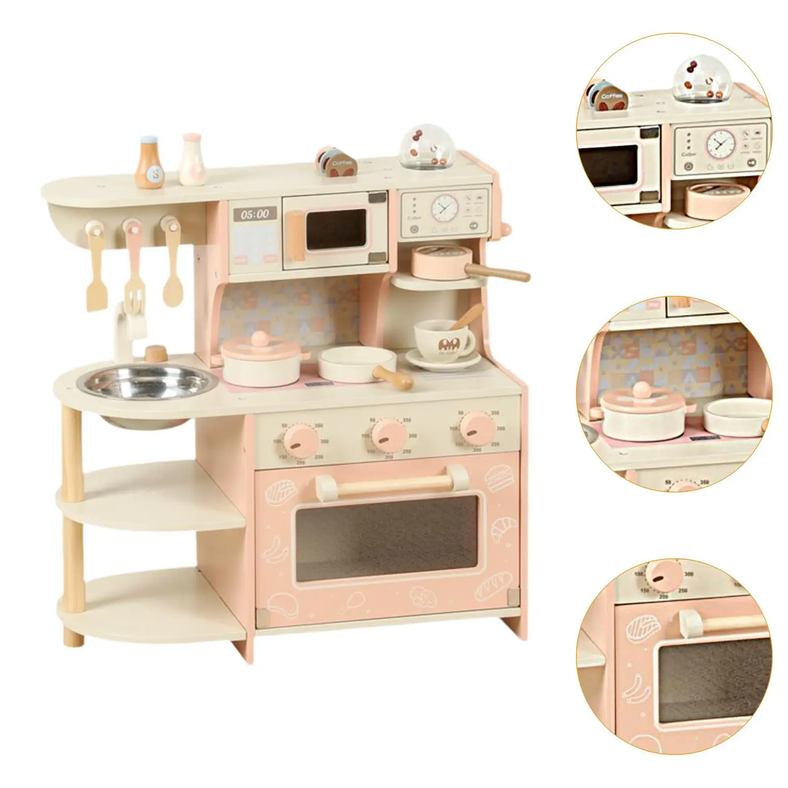 Set da cucina in legno Cucina da gioco realistica per ragazzi e ragazze, regali di compleanno per bambini