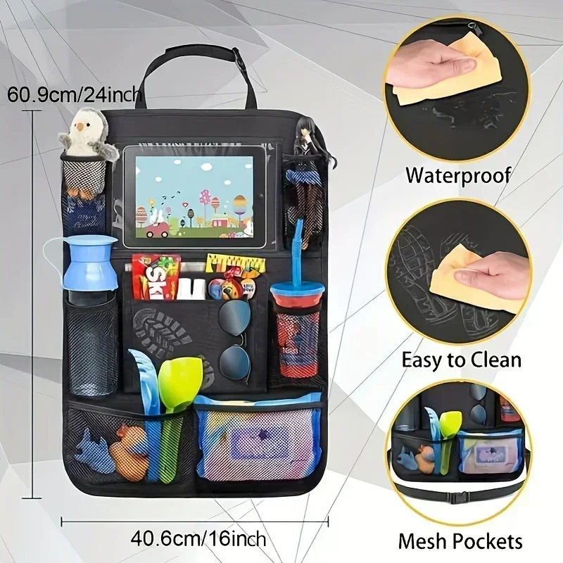 1pc-Car Seat Organizer Multifunctional Oxford Fabric Car Back Multi Pocket Storage Bag with Tablet Holder Protector for Kids - Image 5
